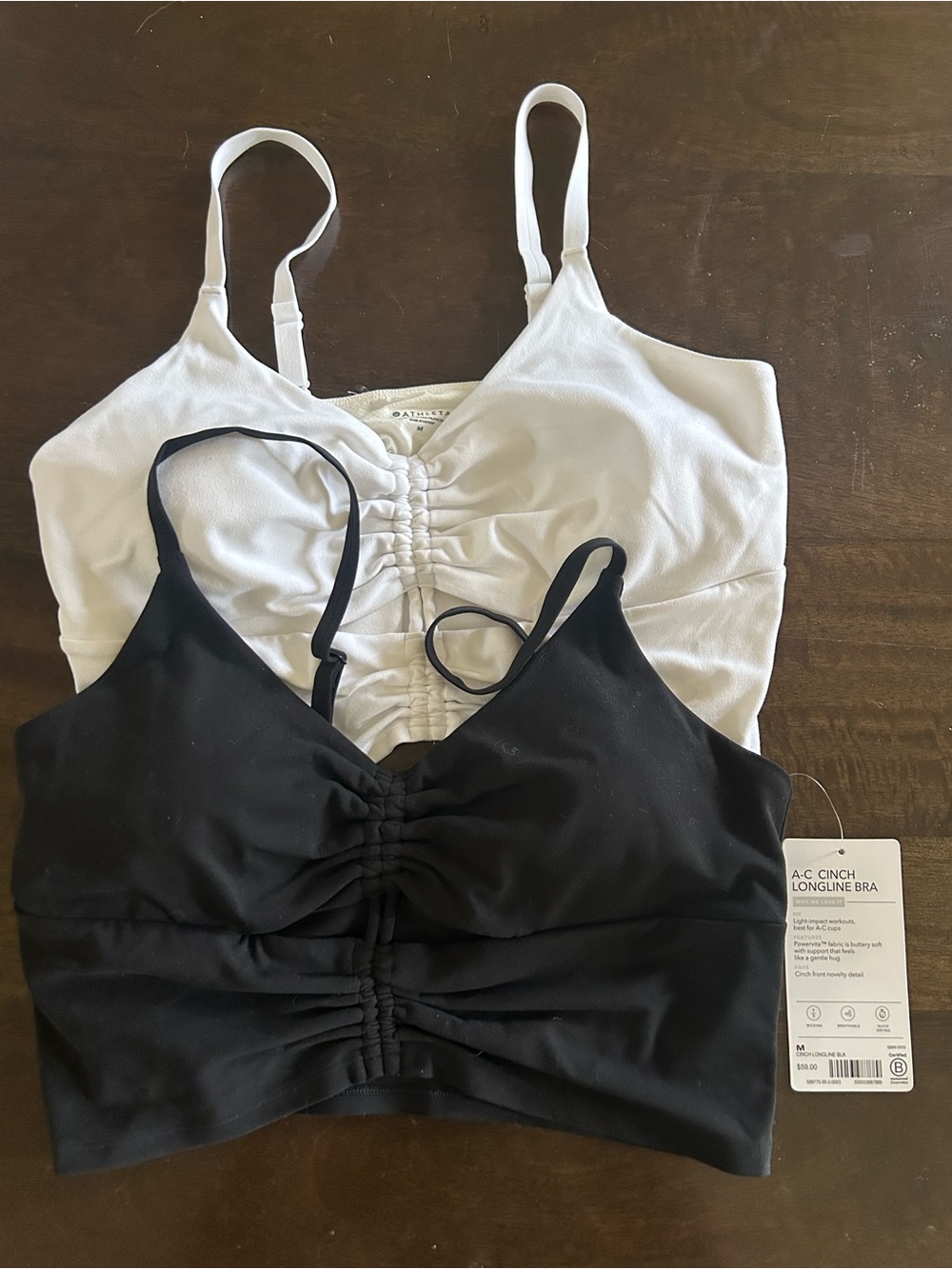 Athleta A-C Cinch Longline Bra (black & white) - 2 one NWT